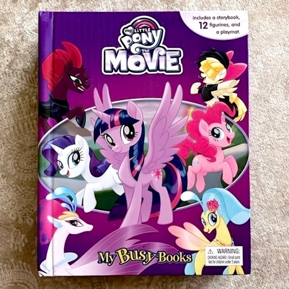 Brand New My Little Pony The Movie Busy Book Storybook 12 Figurines & Playmat